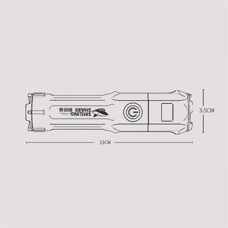 Super Bright ABS Strong Light Focusing Led Flashlight Outdoor Portable Home Built-in Battery Rechargeable Multi-function Torch