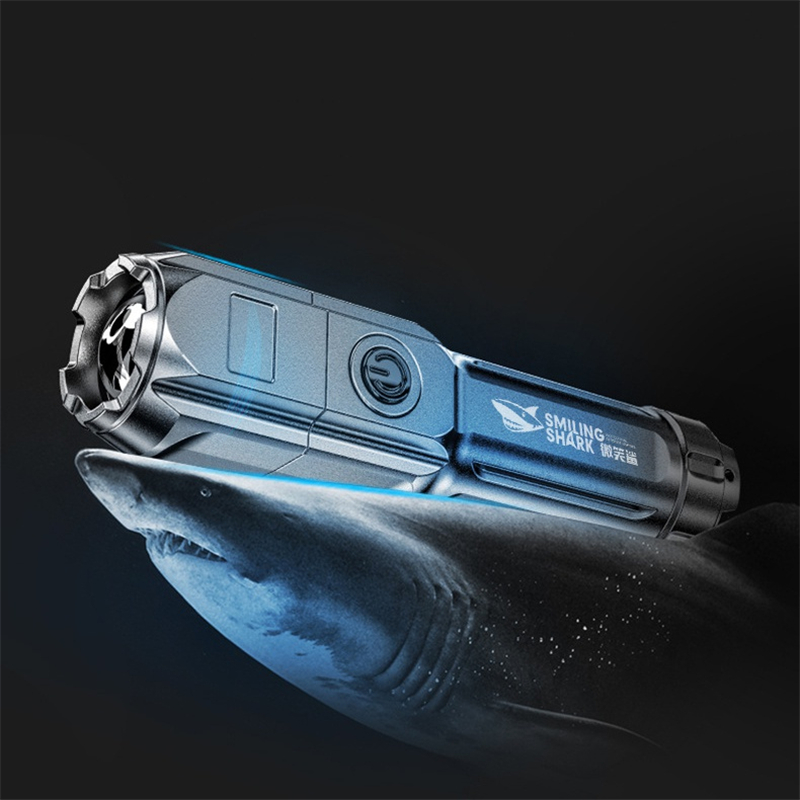 Super Bright ABS Strong Light Focusing Led Flashlight Outdoor Portable Home Built-in Battery Rechargeable Multi-function Torch
