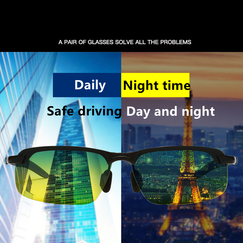 New men's color changing polarized sunglasses, day and night dual driving fishing night vision sunglasses