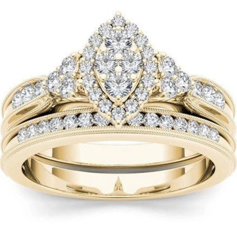 New fashion men's and women's inlaid zircon couple engagement rings