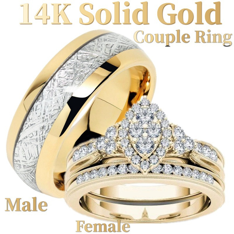 New fashion men's and women's inlaid zircon couple engagement rings