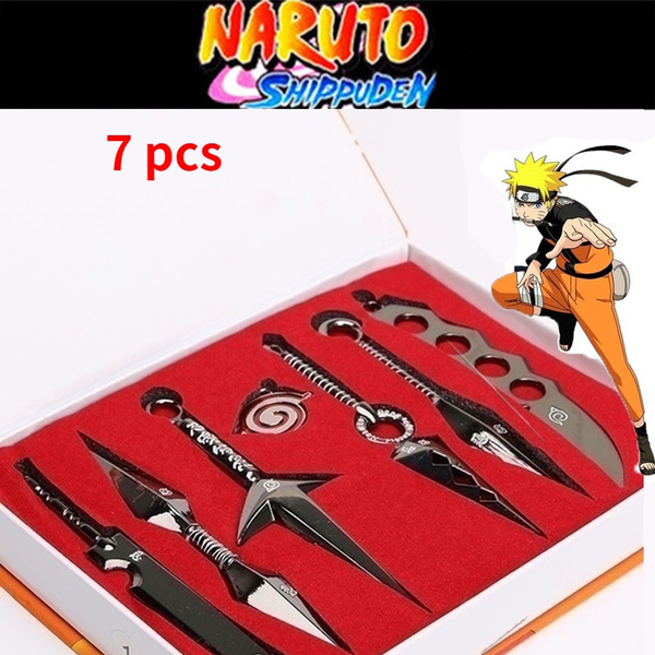 Hot Sales Top Quality 7Pcs/Set Naruto Hatake Kakashi Deidara Kunai Shuriken Figure Weapons Toys Cosplay Toy 2.5/13cm With Box