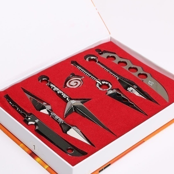 Hot Sales Top Quality 7Pcs/Set Naruto Hatake Kakashi Deidara Kunai Shuriken Figure Weapons Toys Cosplay Toy 2.5/13cm With Box