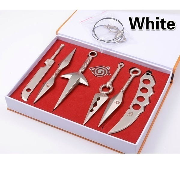 Hot Sales Top Quality 7Pcs/Set Naruto Hatake Kakashi Deidara Kunai Shuriken Figure Weapons Toys Cosplay Toy 2.5/13cm With Box