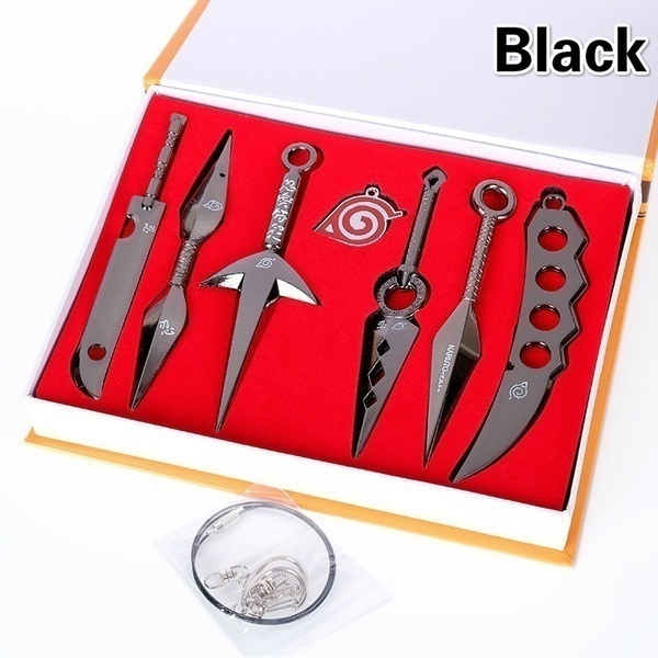 Hot Sales Top Quality 7Pcs/Set Naruto Hatake Kakashi Deidara Kunai Shuriken Figure Weapons Toys Cosplay Toy 2.5/13cm With Box