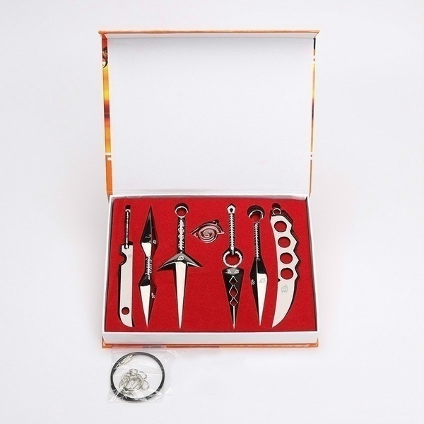 Hot Sales Top Quality 7Pcs/Set Naruto Hatake Kakashi Deidara Kunai Shuriken Figure Weapons Toys Cosplay Toy 2.5/13cm With Box
