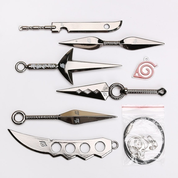 Hot Sales Top Quality 7Pcs/Set Naruto Hatake Kakashi Deidara Kunai Shuriken Figure Weapons Toys Cosplay Toy 2.5/13cm With Box
