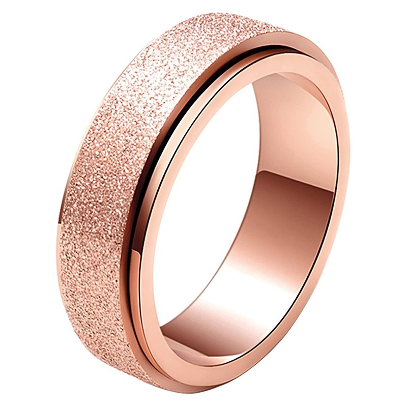 Stainless Steel Fidget Spinner Rings For Women Mens Sand Blast Finish Lucky Worry Ring For Anxiety，Frosted ring，Turn the ring
