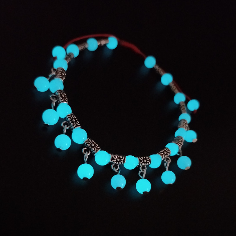 New luminous stone small bell anklet, red rope Ruyi lock jewelry, luminous Anklet