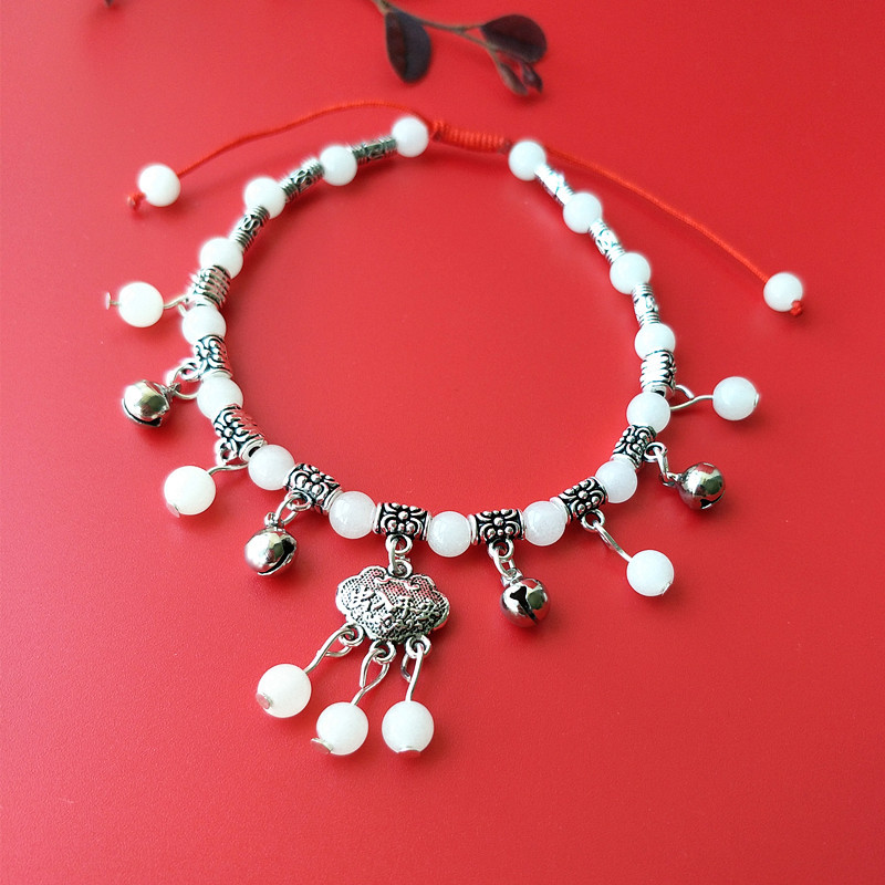New luminous stone small bell anklet, red rope Ruyi lock jewelry, luminous Anklet