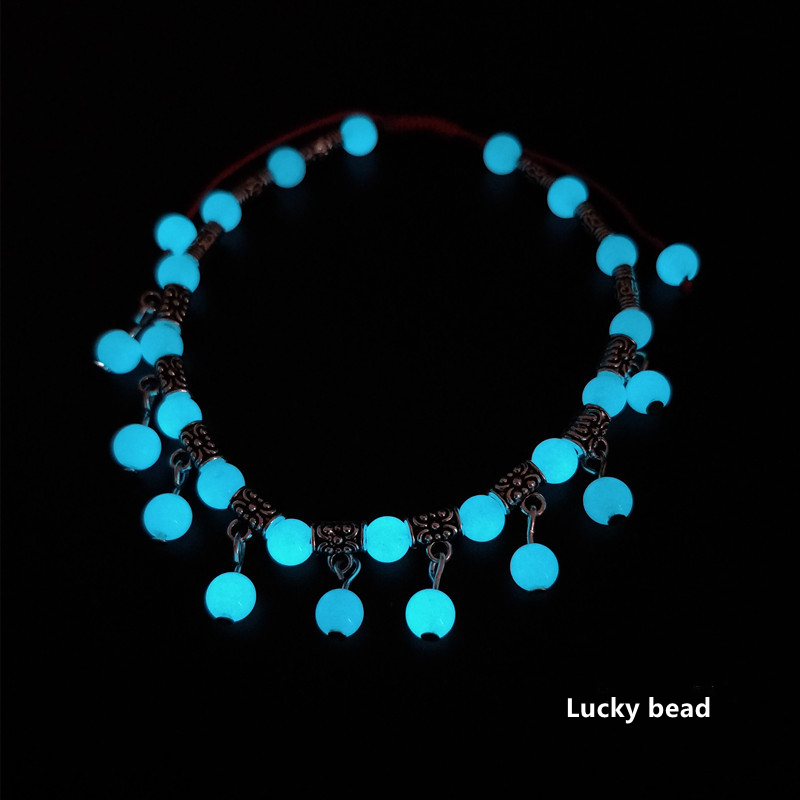 New luminous stone small bell anklet, red rope Ruyi lock jewelry, luminous Anklet