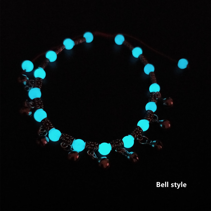 New luminous stone small bell anklet, red rope Ruyi lock jewelry, luminous Anklet