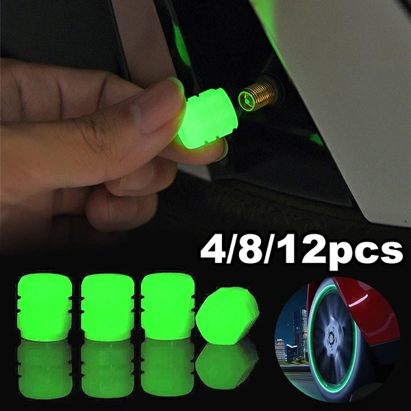2022 Luminous Wheels Caps Tire Valve Caps Plastic ABS Dust-proof Tires Accessories Tyre Stem Cover For Car Motorcycle Bike 4/8/12pcs