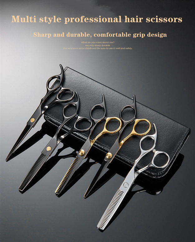 Professional barber scissors Black gold hairdressing scissors Tool set scissors Hair clipper Liu Hai Flat Tooth Scissors