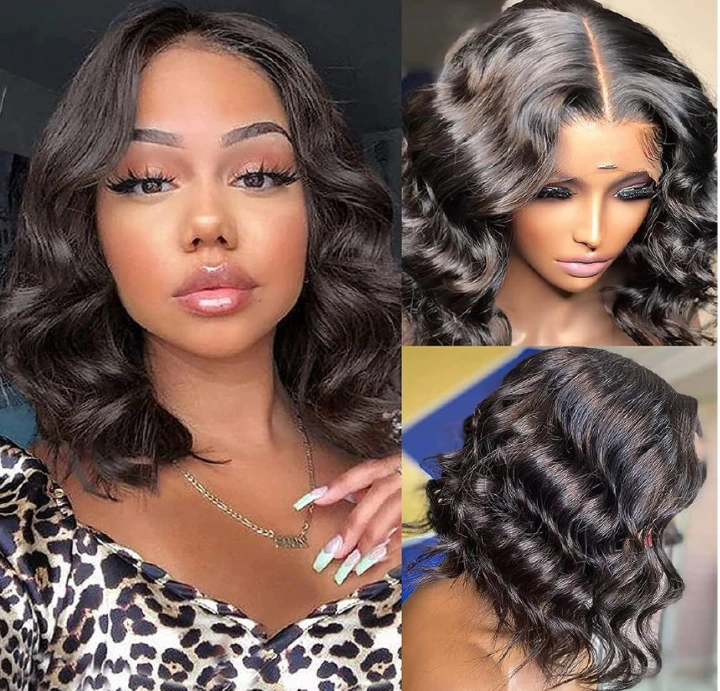 Fashionable women's wig, women's short curly hair, medium wavy curl, mechanism simulation, chemical fiber full head cover