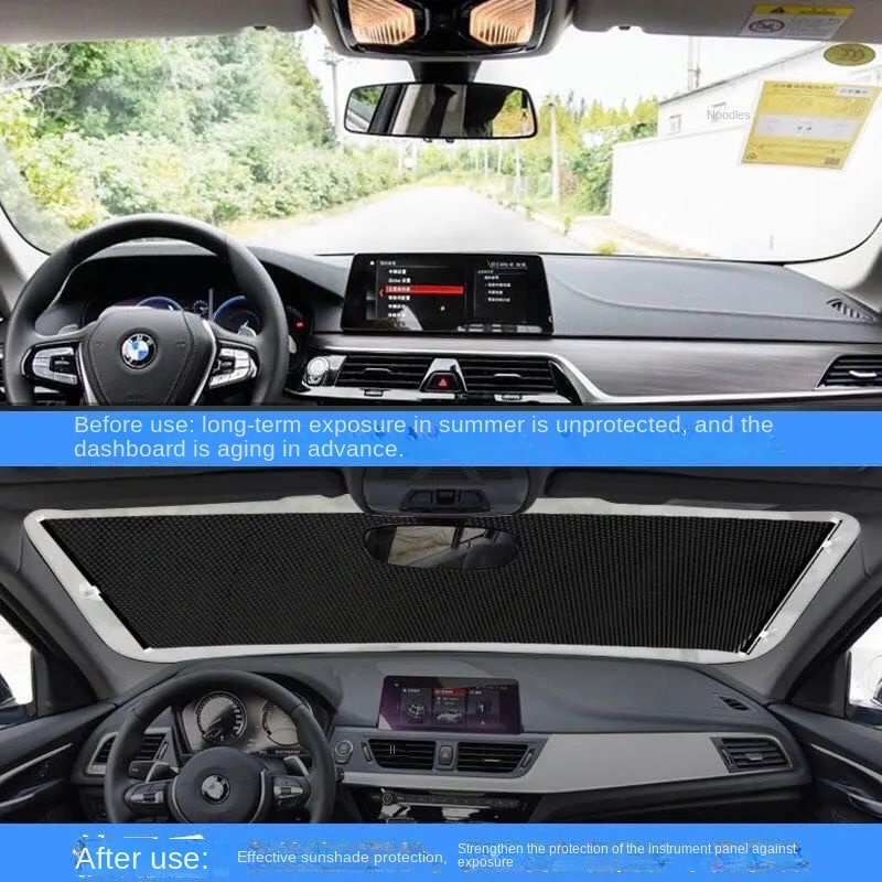 Indoor car universal sun shade Car sunshades Automatic retractable sunshade Household curtain insulation without punching  Shading roller shutter
