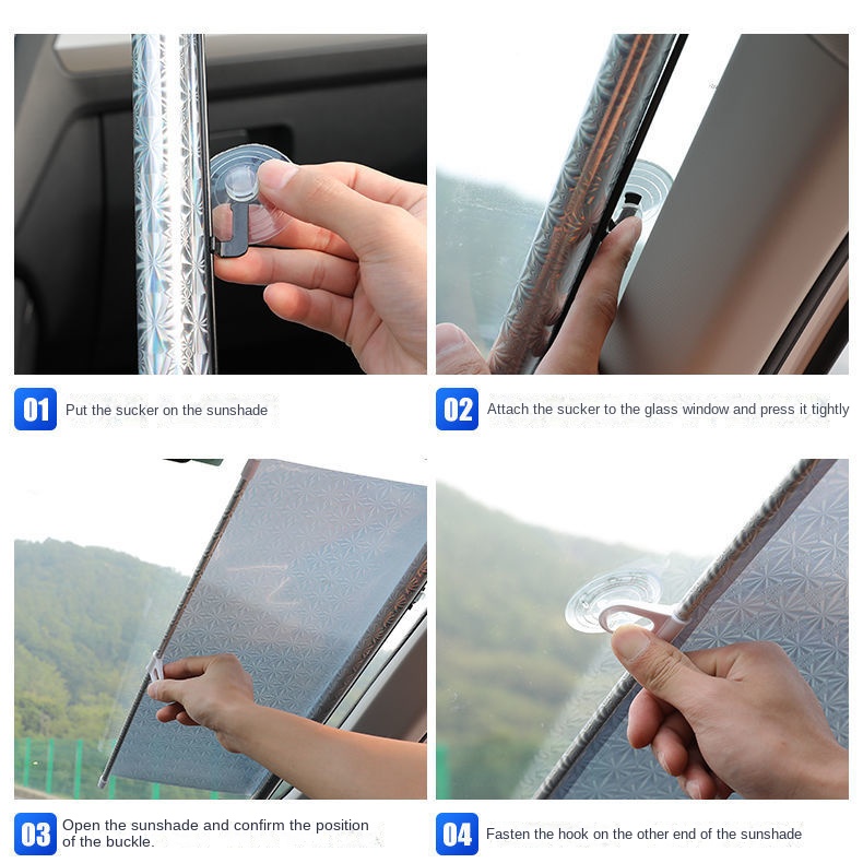Indoor car universal sun shade Car sunshades Automatic retractable sunshade Household curtain insulation without punching  Shading roller shutter