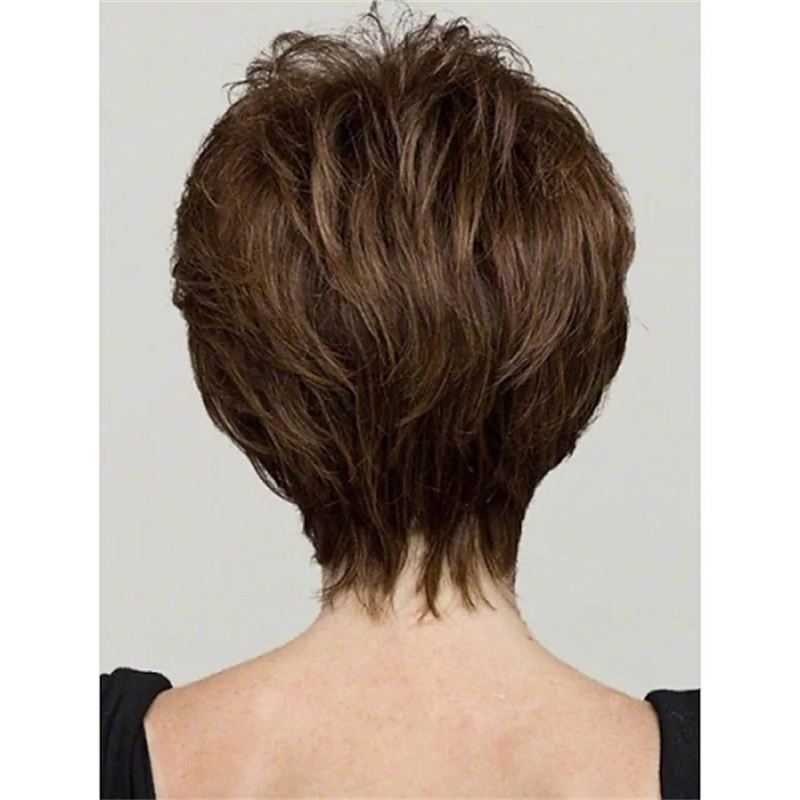 Fashion women's short curly wigs Brown fluffy short curly hair High temperature silk full head cover