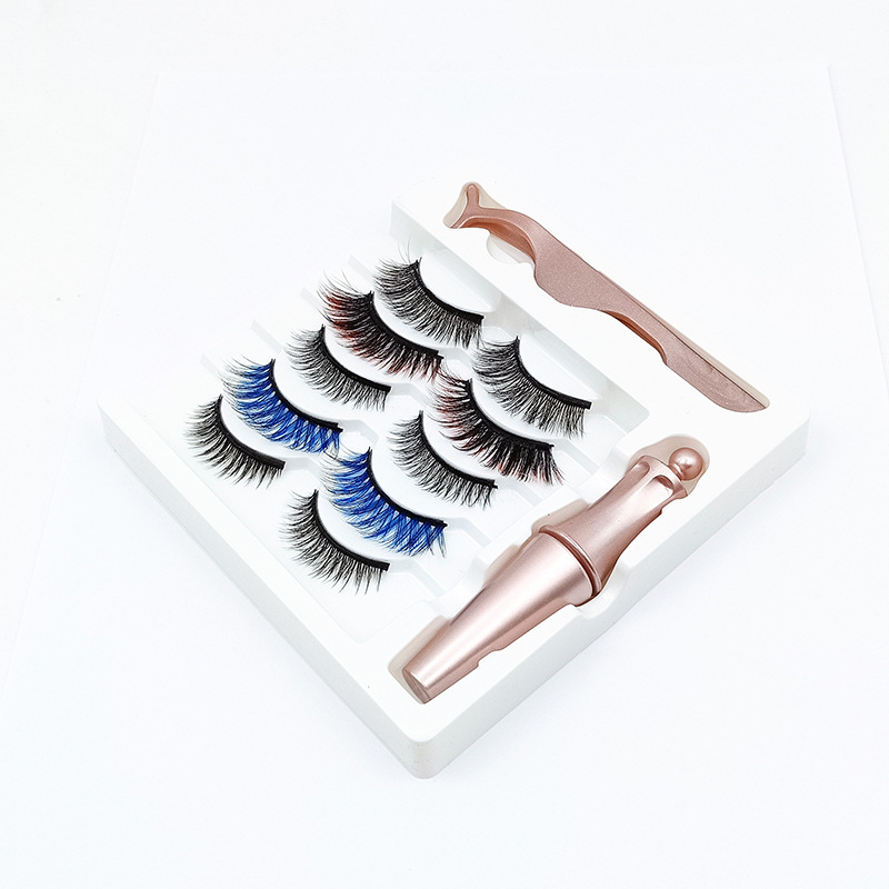 5 Pairs of Mixed Color Magnetic False Eyelash Magnetic Liquid Eyeliner set glue-free