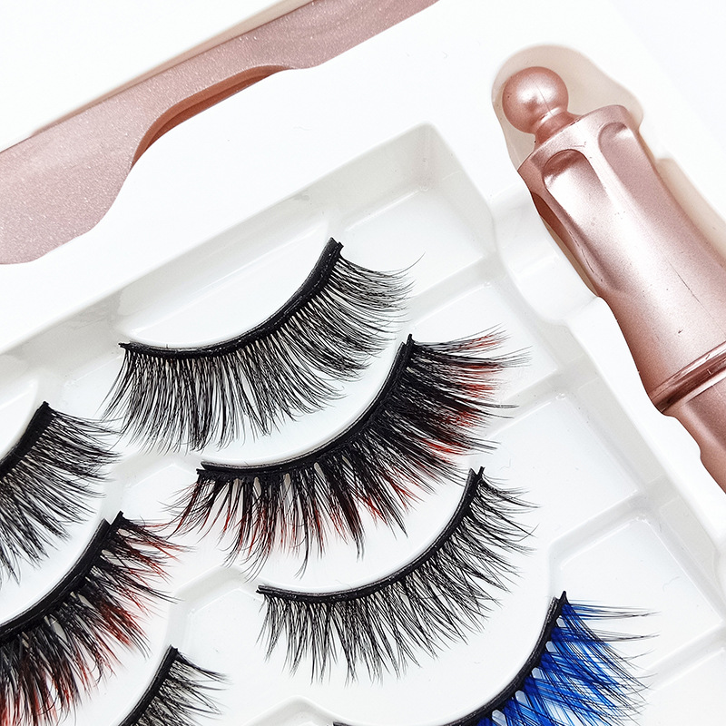 5 Pairs of Mixed Color Magnetic False Eyelash Magnetic Liquid Eyeliner set glue-free