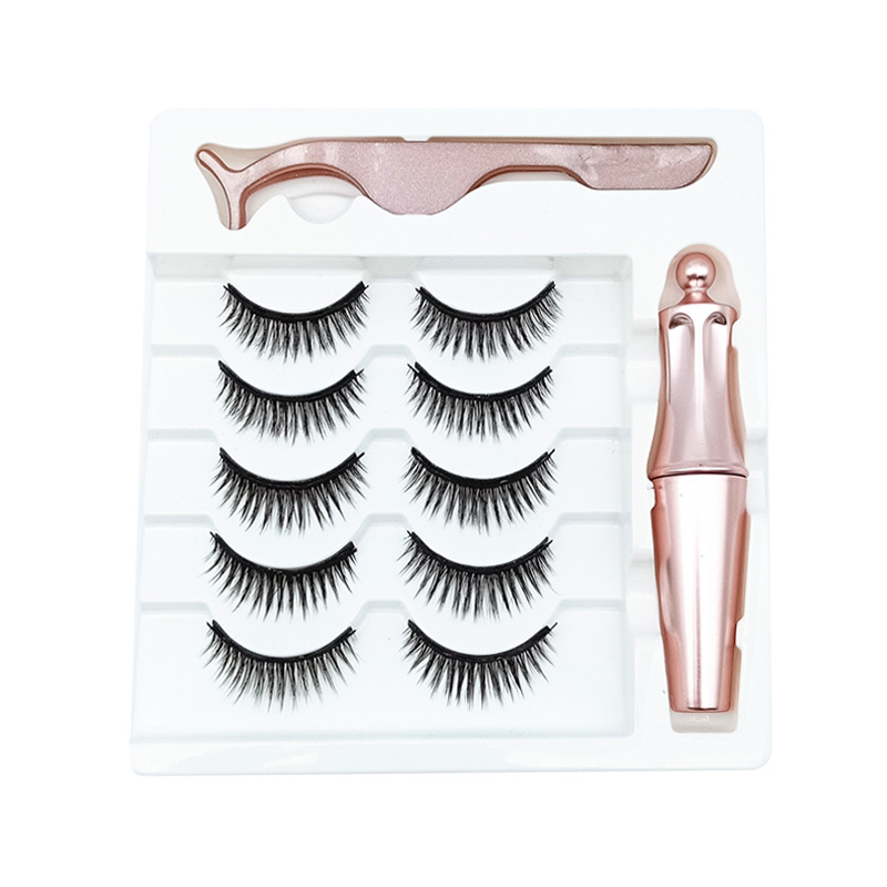 5 Pairs of Mixed Color Magnetic False Eyelash Magnetic Liquid Eyeliner set glue-free