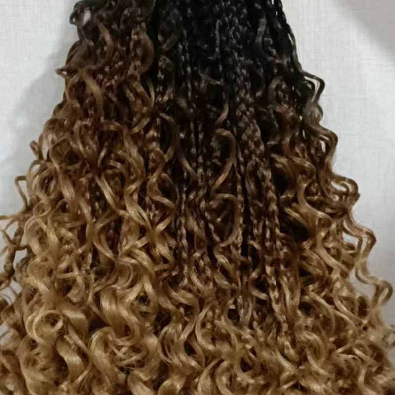 African fashion wigs for women Tricolor consort braid hair with gradient change  Synthetic Weaves