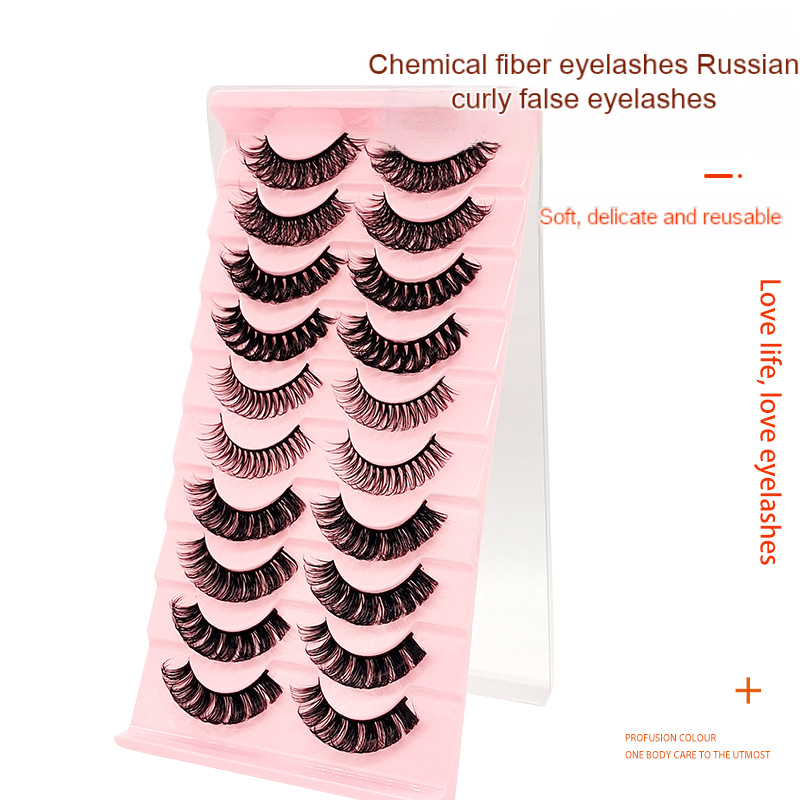 False Eye Lashes European American Russian roll thick big eyes 10 pairs Repeatable 3d eyelash woman