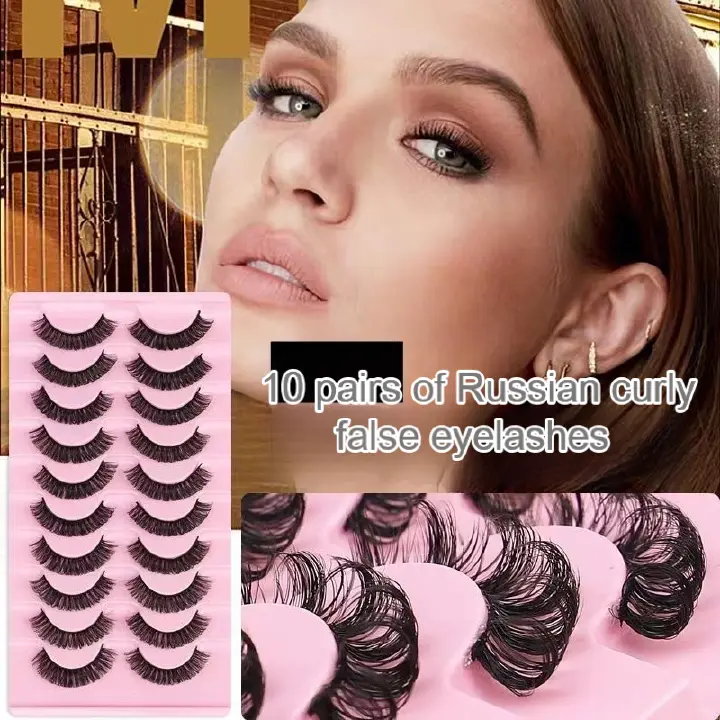 False Eye Lashes European American Russian roll thick big eyes 10 pairs Repeatable 3d eyelash woman