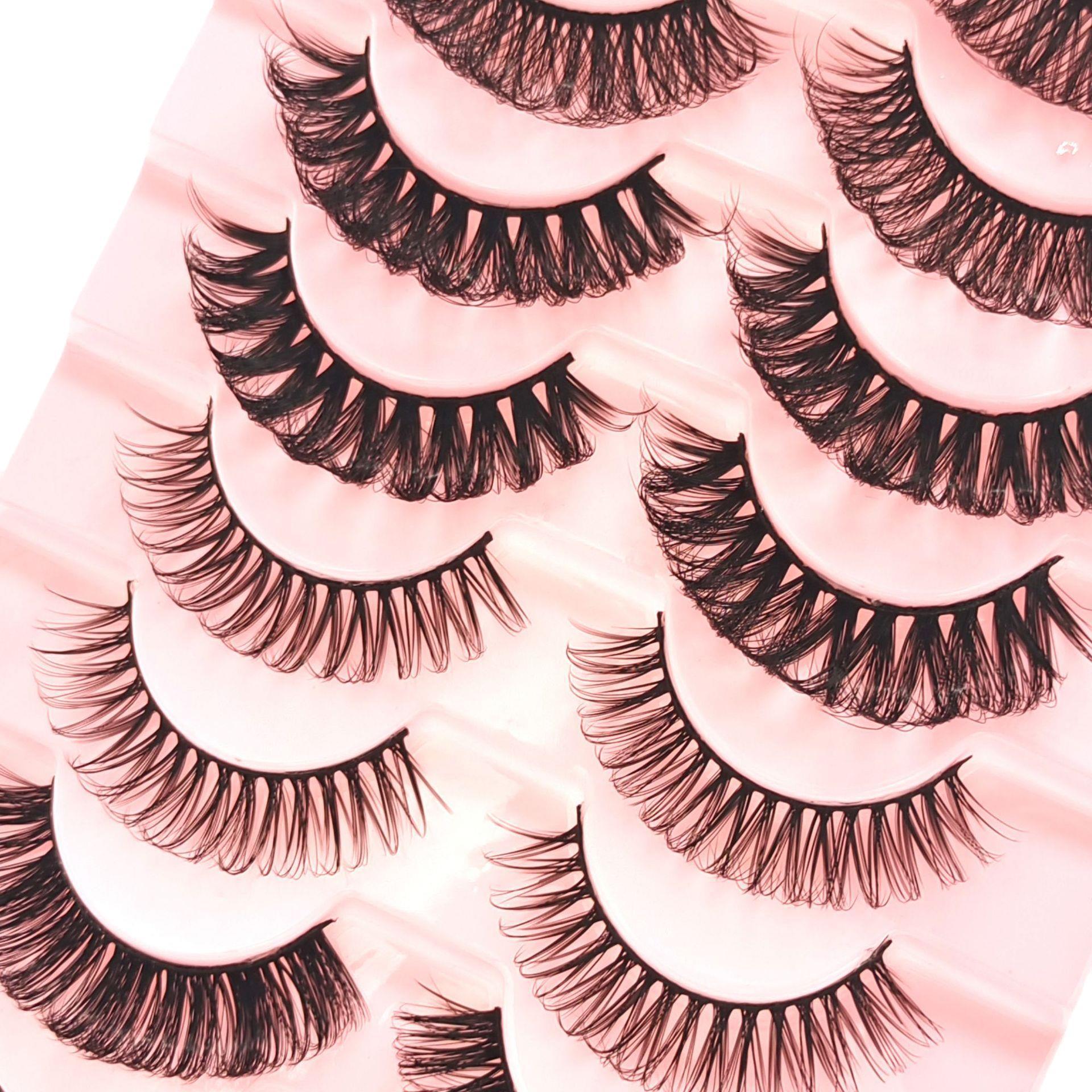 False Eye Lashes European American Russian roll thick big eyes 10 pairs Repeatable 3d eyelash woman