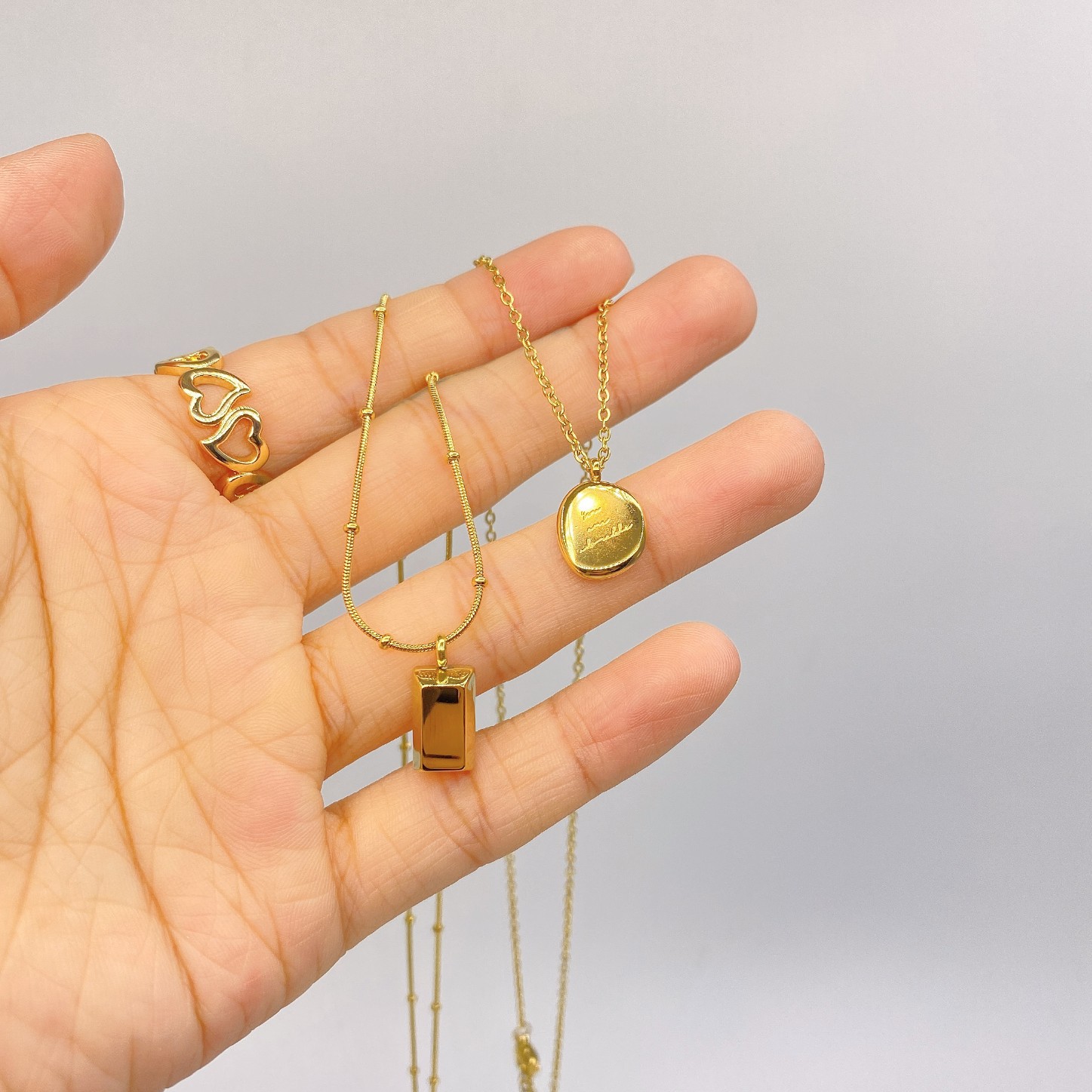 Necklaces  Pendants Women's Fashion Accessories Stainless steel jewelry titanium steel necklace gold women's snake bone chain pea small gold brick Necklace