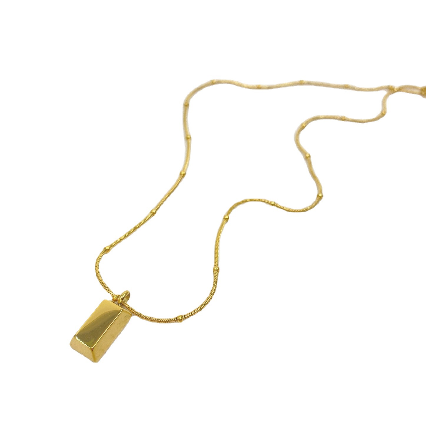 Necklaces  Pendants Women's Fashion Accessories Stainless steel jewelry titanium steel necklace gold women's snake bone chain pea small gold brick Necklace
