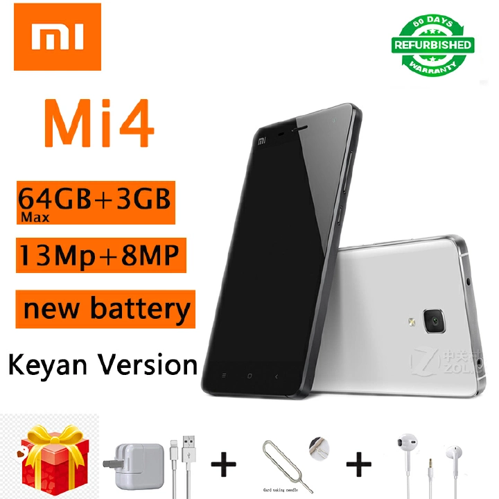 Refurbished XIAOMI4 16GB+3GB 3080mAh 13MP+8MP 5inch  2G/3G Single Micro SIM Android 6.0 Mobile Refurbished Phone