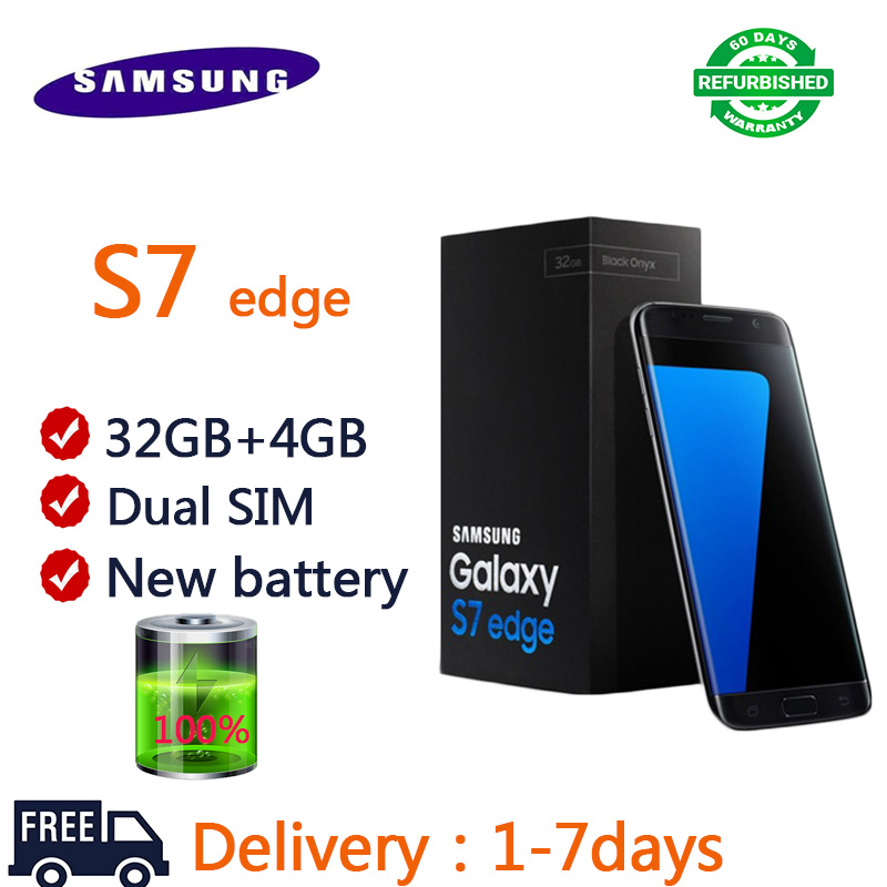 Refurbished Samsung Galaxy S7 Edge G9350 5.5'' Dual Nano SIM 4GB+32GB 5MP+12MP 2G/3G/4G LTE 3600mAh Screen lines and dots Unlocked phones