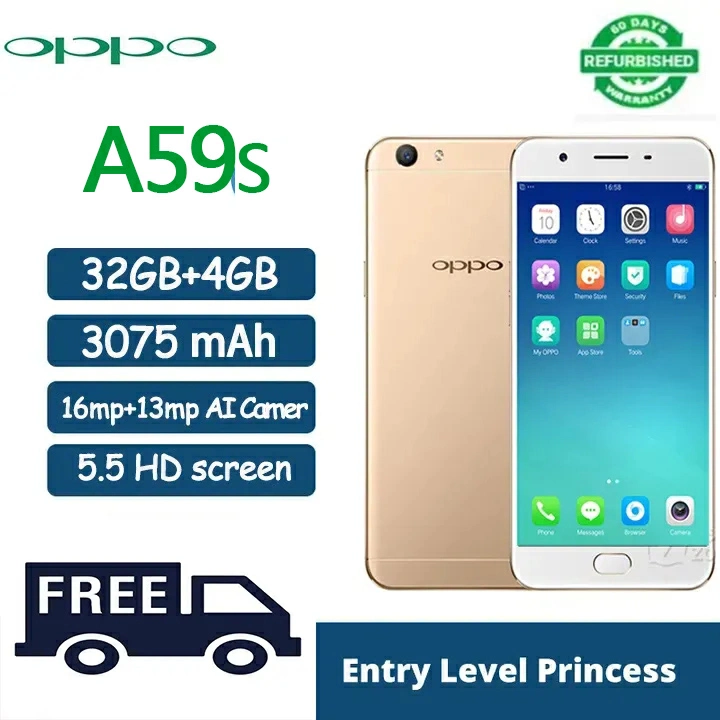 Refurbished OPPO F1s F1 Plus A59s 4GB+64GB 32GB 5.5 inches 3075mAh 16MP+13MP 2G/3G/4G LTE Dual SIM card Unlocked phones Pink
