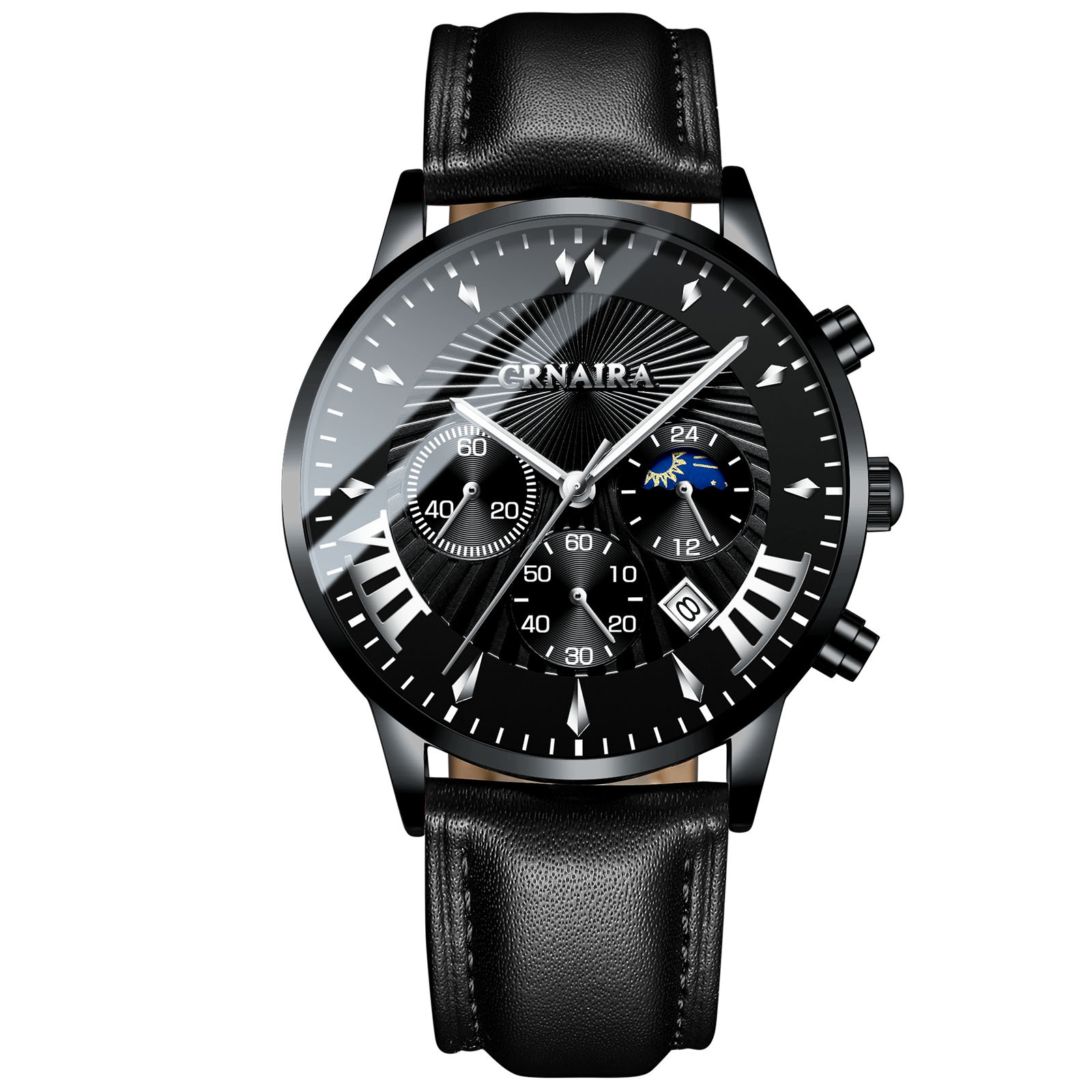 new cross-border watch men&apos;s explosive quartz watch imitation three-eye waterproof source