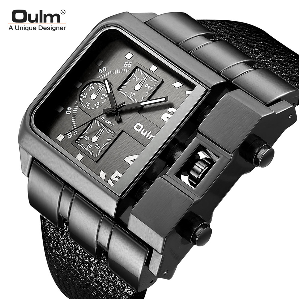 Oulm large dial quartz men's watch leisure belt men's watch personality Sports Watch