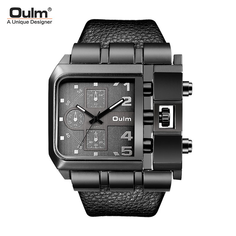 Oulm large dial quartz men's watch leisure belt men's watch personality Sports Watch