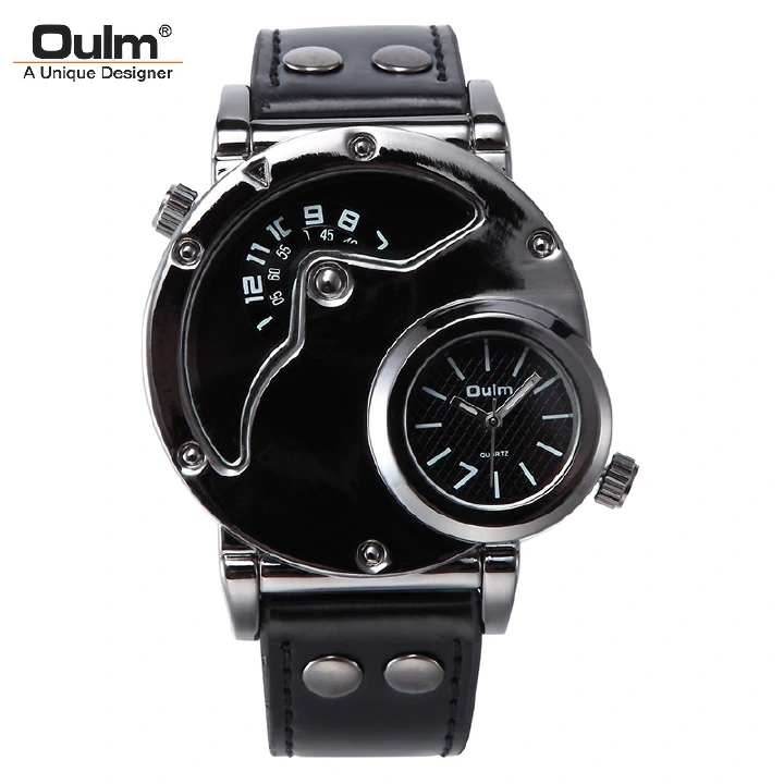 Oulm brand fashion trend men's watch dual time zone personalized sports quartz men's watch popular 9591