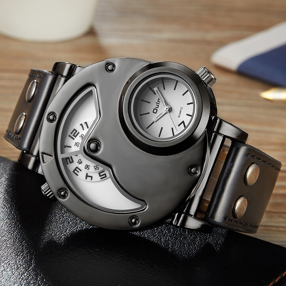 Oulm brand fashion trend men's watch dual time zone personalized sports quartz men's watch popular 9591