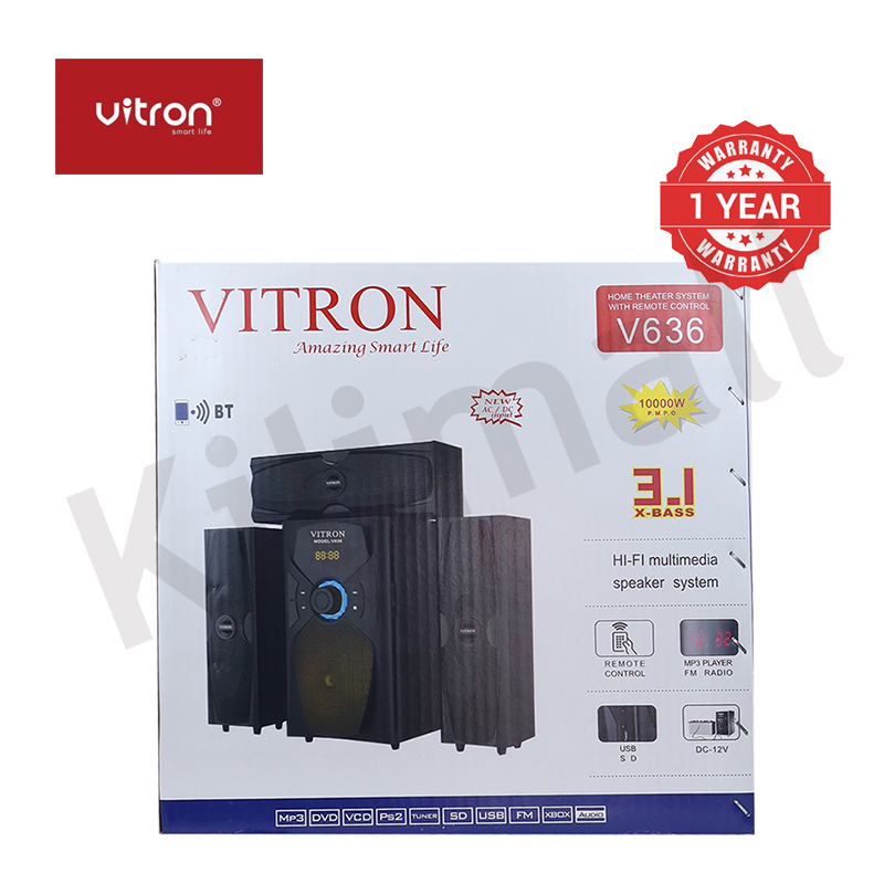 Vitron 3.1CH HIFI X-BASS Multimedia Home Theater System with Remote Control Bluetooth Subwoofer AC/DC Speaker System Home Audio System Woofer BT/USB/SD/FM 10000W V636