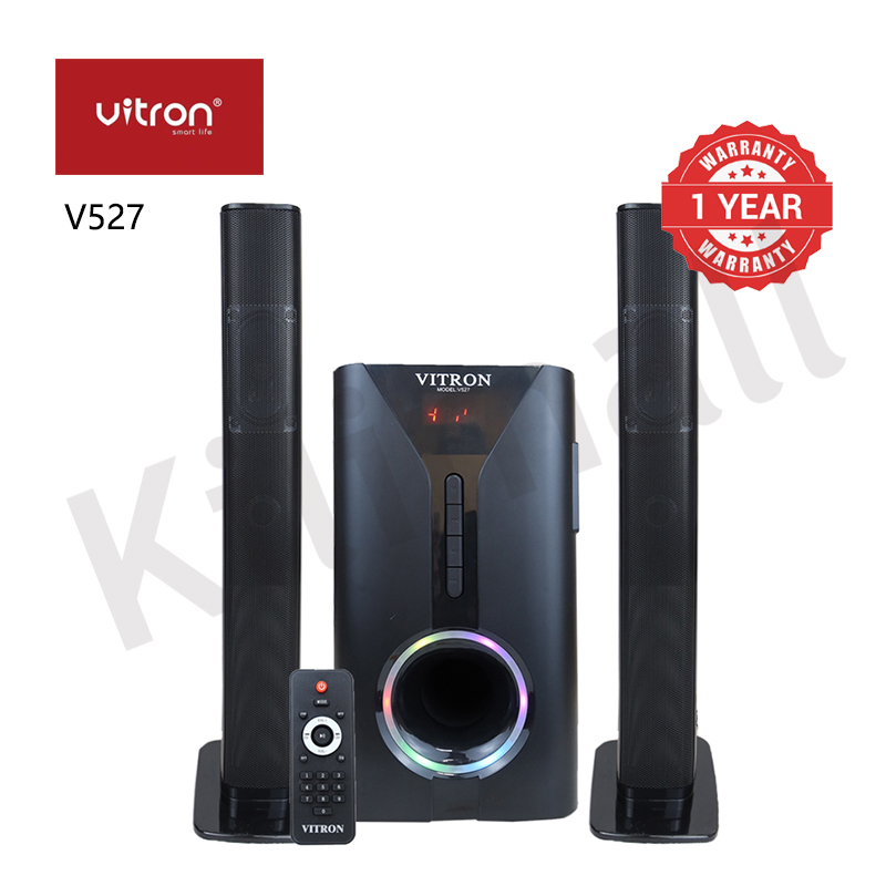 Vitron 2.1CH Multimedia Bluetooth Woofer Speaker System V527 Subwoofer Soundbar BT/USB/SD/FM Subwoofer Home Audilo System Soundbar with Remote Control 9000W V527