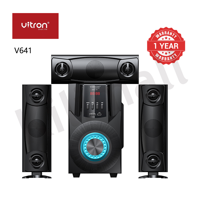 Vitron 3.1CH V641 X-Bass Home Theatre System with Remote Control BT Speaker System AC/DC Subwoofer Home Audilo System USB SD MP3 FM Radio 10000W