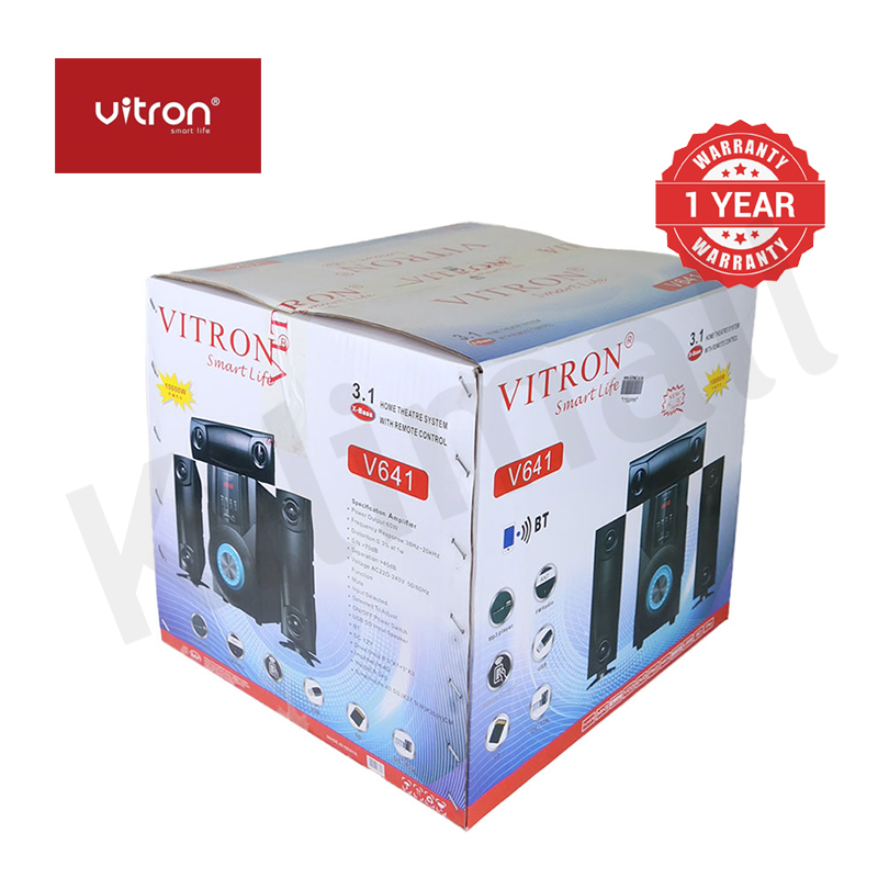 Vitron 3.1CH V641 X-Bass Home Theatre System with Remote Control BT Speaker System AC/DC Subwoofer Home Audilo System USB SD MP3 FM Radio 10000W