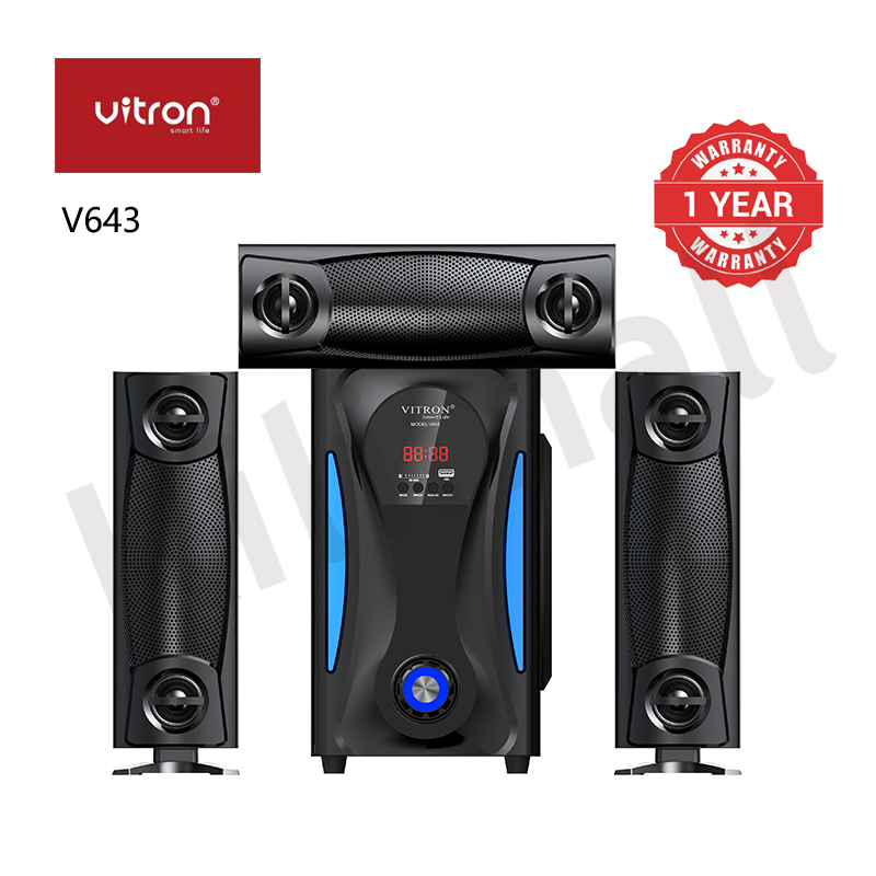 Vitron 3.1CH X-Bass Home Theatre System with Remote Control V643 Bluetooth Woofer Speaker System Subwoofer Home Audilo System USB SD MP3 FM Radio 10000W