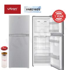 Vitron 198L Double Doors Fridge Energy Saving Freezer Household Applicances No Frost Refrigerator with LED Light VDR216DS Silver 216L