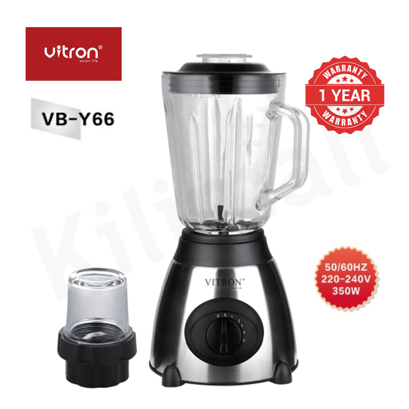 Vitron 1.5L Multifunctional 2 In 1 Blender VB-Y66 Powerful 4 Speed Motor Countertop Blender with Grinding Machine and Coffee Mill Fruit Juicer with 5 Cupjar and Super Sharp Stainless Steel Blades