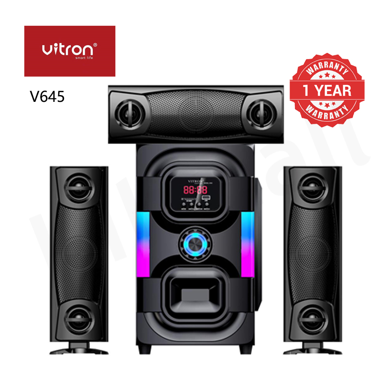 Vitron 3.1CH V645 X-Bass Home Theatre System AC/DC Bluetooth Woofer Speaker System Subwoofer Home Audilo System USB SD MP3 FM Radio 10000W