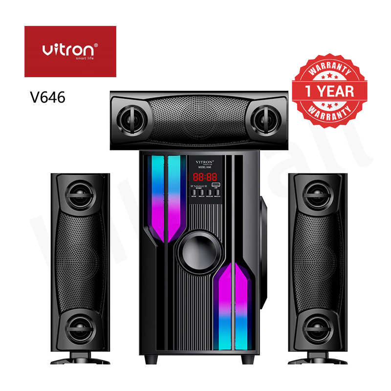 Vitron 3.1CH V646 X-Bass Home Theatre System AC/DC Bluetooth Woofer Speaker System Subwoofer Home Audilo System USB SD MP3 FM Radio 10000W