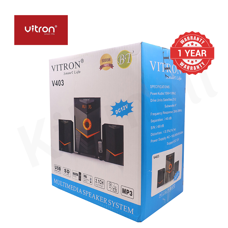 Vitron 2.1CH Multimedia Bluetooth Woofer Home Audio System Speaker System AC/DC Subwoofer 5000W with Remote Control V403