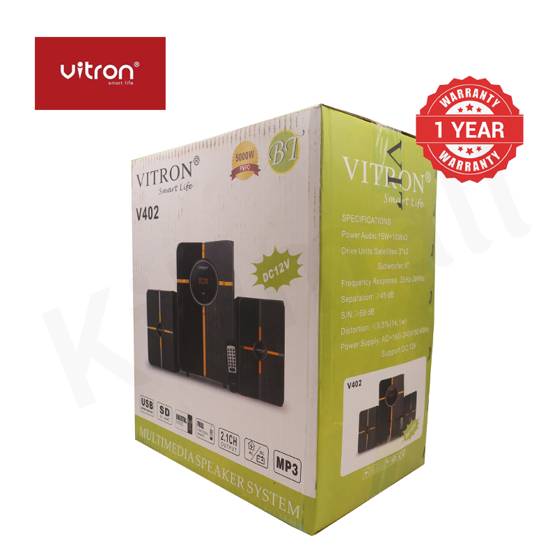 Vitron 2.1CH Multimedia Bluetooth Woofer Home Audio System Speaker System AC/DC Subwoofer 5000W with Remote Control V402